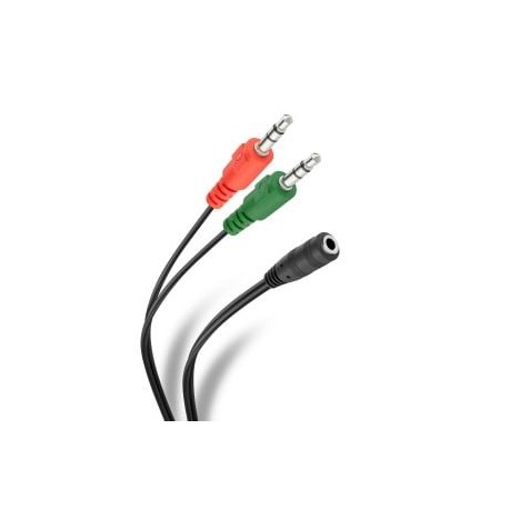 Cable auxiliar 2 plug 3,5 mm a jack 3,5 mm TRRS de 17 cm