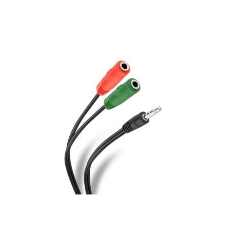 Cable auxiliar plug 3,5 mm TRRS a 2 jacks 3,5 mm de 17 cm