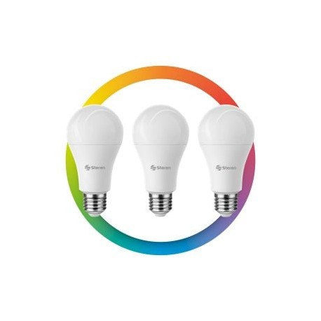 3 focos LED Bluetooth* RGB+W multicolor, de 9 W