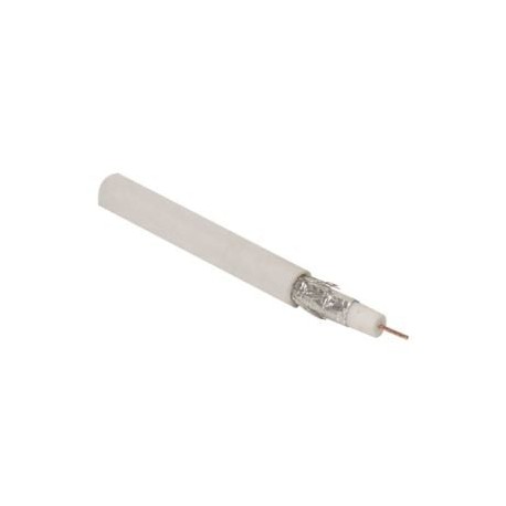 Cable coaxial RG6, 50% malla de aluminio sin estañar, blanco