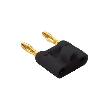 Adaptador de 2 plugs tipo banana a 2 jacks tipo banana, negro