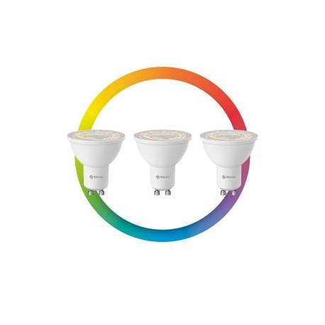 3 focos LED dicroicos Wi-Fi RGB+W multicolor de 5 W