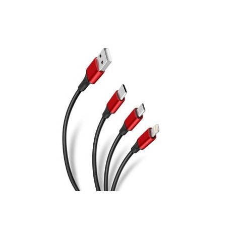 Cable 3 en 1, USB a LIGHTNING / micro USB / USB C, de 1,2 m